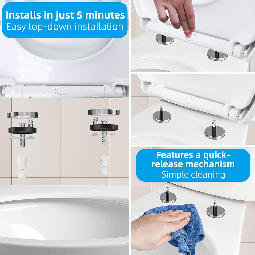 Familien Toilettendeckel mit Kinderaufsatz, 2-in-1 WC-Sitz Oval aus PP Kunststoff, Sanfte Absenkauto