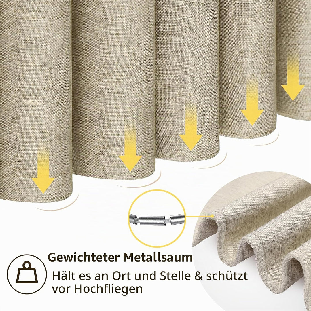 VANZAVANZU Duschvorhang Schmaler Leinen 92 x 182 cm mit Metall Duschvorhangringe Schwerer Stoff Text