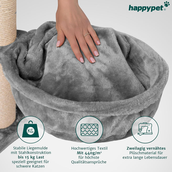 HAPPYPET Universal XL Liegemulde für Kratzbaum Ø 40cm, Grosse Schlafmulde, Stabiler Metallrahmen, 44