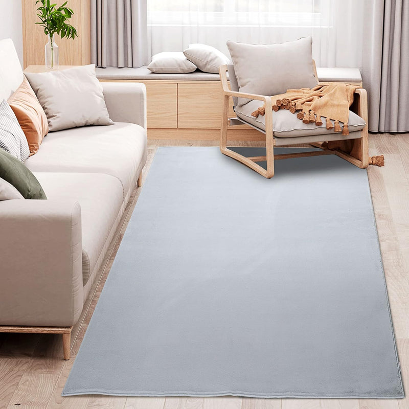 HOMCOM Flauschiger Teppich Anti-Rutsch Unterseite für Wohnzimmer Schlafzimmer modern Kurzflor Grau 1