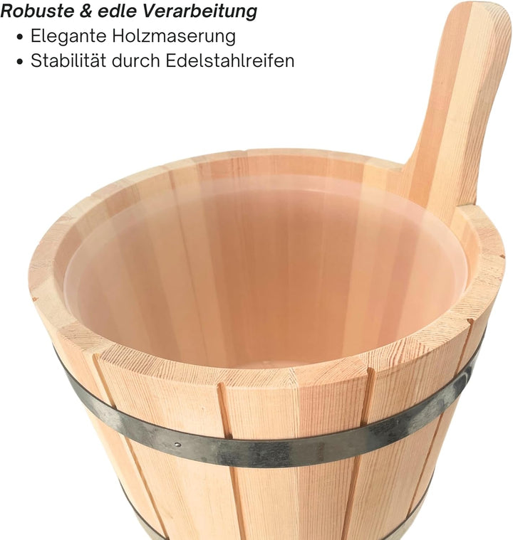 Sauna-Eimer mit Saunakelle aus 100% nordischer Fichte naturbelassen | Deutsches Qualitätsprodukt | 5