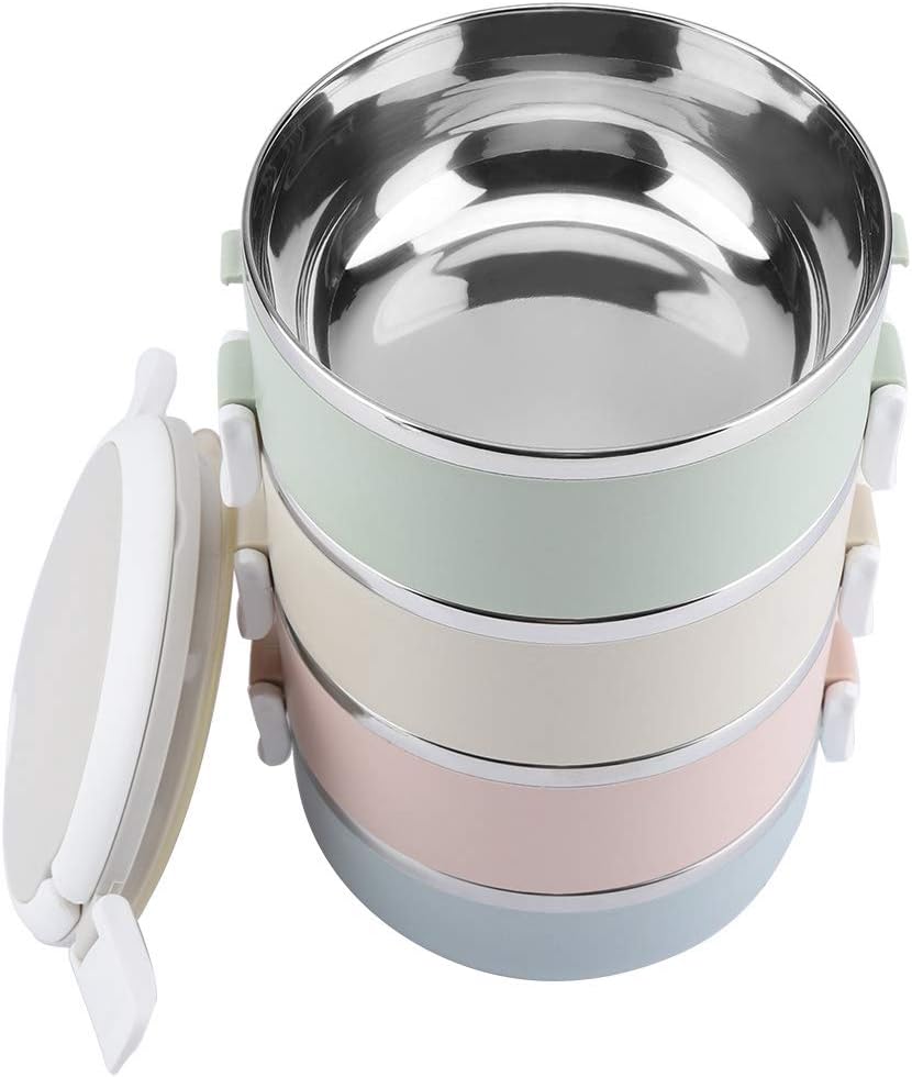 Thermobehälter Isolierbehälter, Thermoisolierte Lunchbox aus Edelstahl, Stapelbare Lunchbox, Tragbar