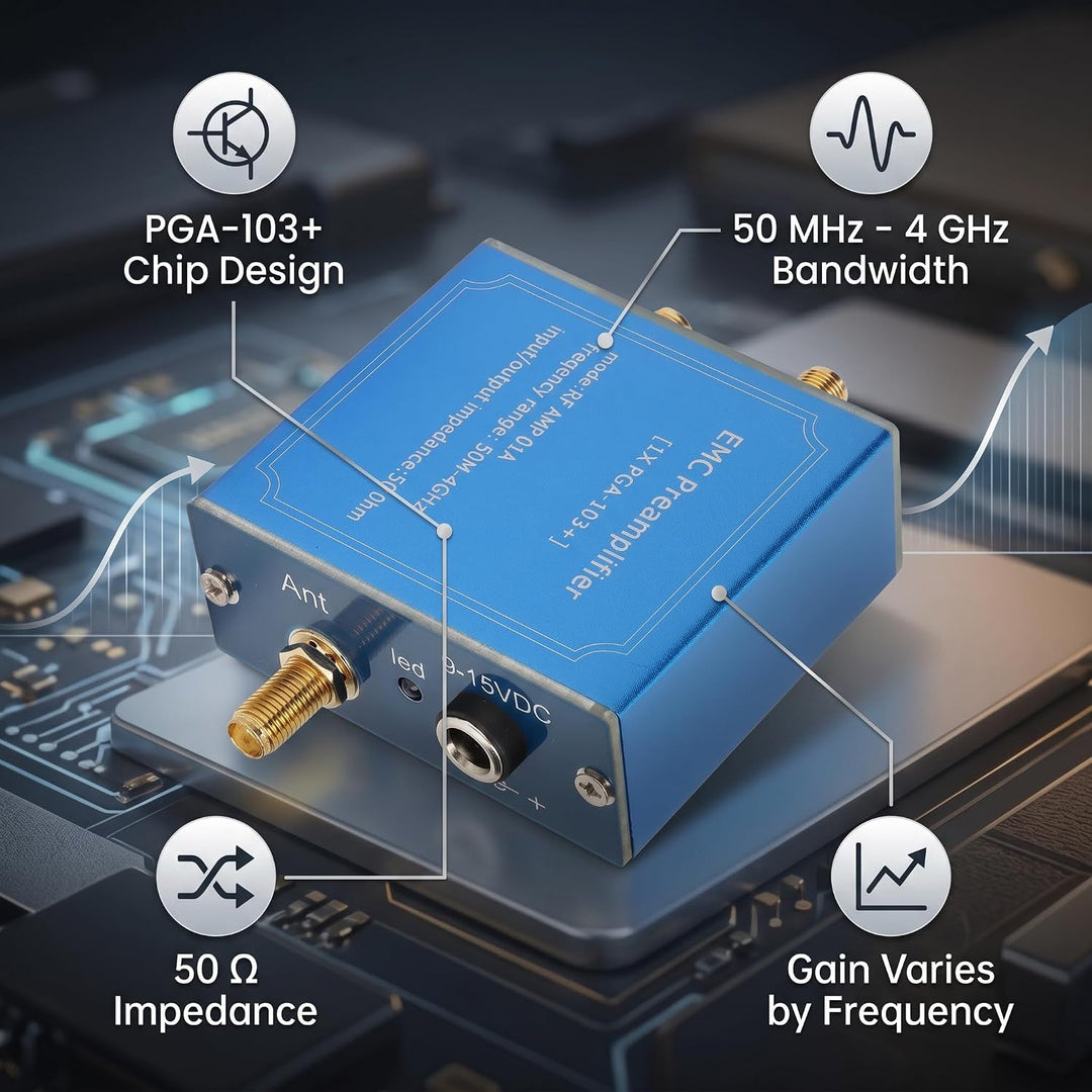 Annadue PGA-103+ EMV-Vorverstärker, Ultralinearer, Rauscharmer Monolithischer Verstärker, DC 9–15 V,