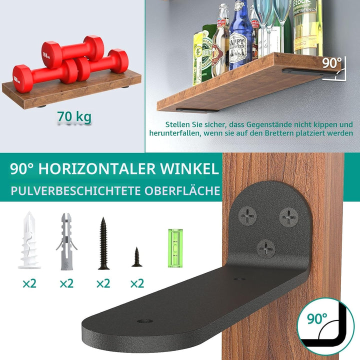 WELDUN 6 Stücke Regalhalterung Regalträger 10 cm, Schwerlast Regalwinkel für die Wandmontage, Tragkr