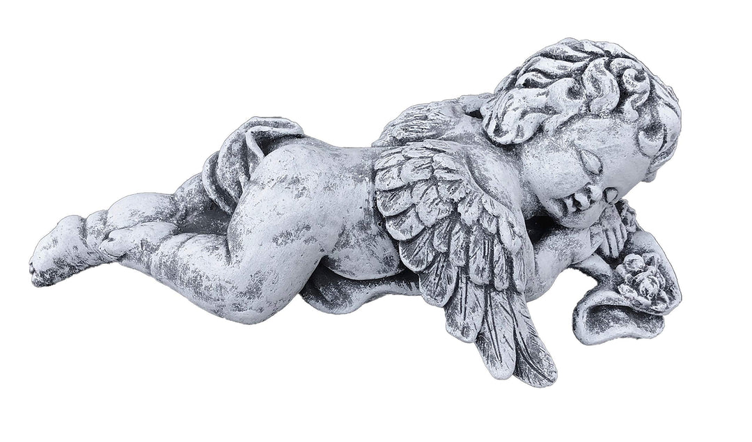 stoneandstyle Steinfigur Engel liegend mit Flügel, Frost- und wetterfest bis -30°C, massiver Steingu