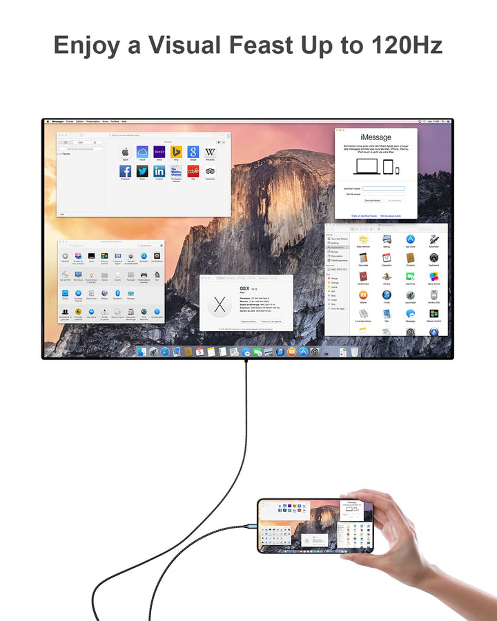 Elexlinco USB C HDMI Cable, 2M Lang USB Type C to HDMI, Unterstützung 8K@60Hz /4K@120Hz, Unterstütze
