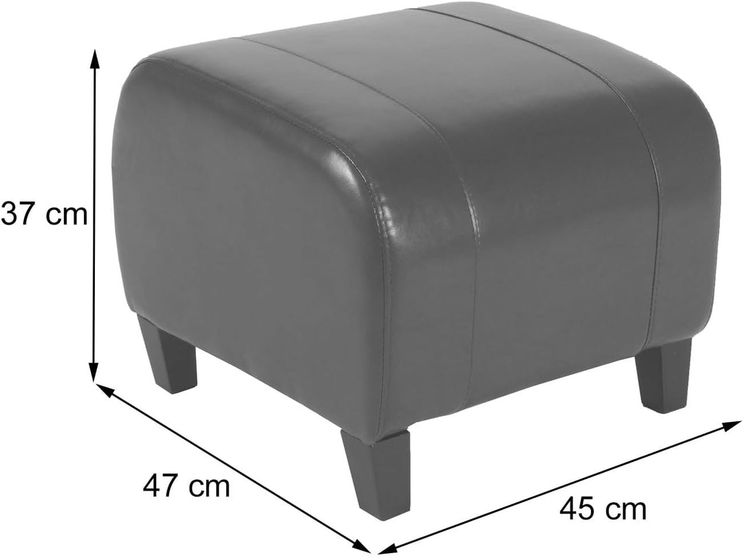 Mendler Hocker Sitzwürfel Sitzhocker Emmen, Leder + Kunstleder, 37x45x47 cm - braun