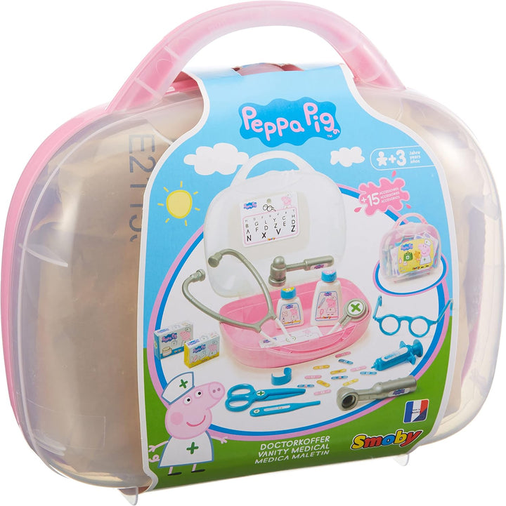 Smoby – Peppa Wutz Doktorkoffer – für Kinder ab 3 Jahren, Arztkoffer mit viel Zubehör, im Peppa Pig