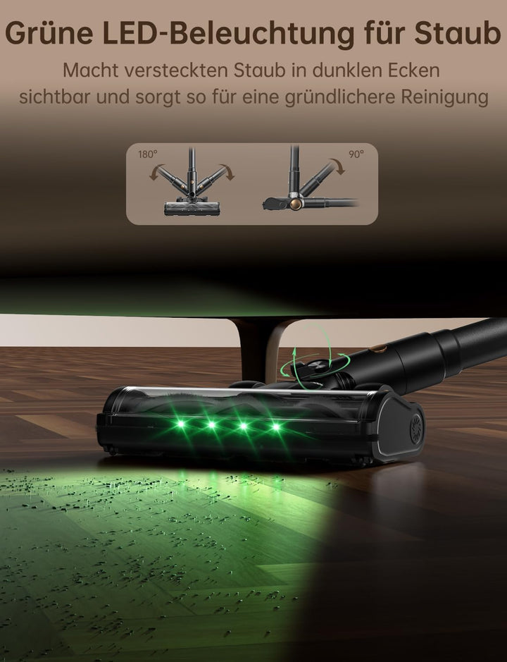 OXVAC Akku Staubsauger kabellos 58KPa/70Min/600W Smart Display 1,8L Behälter HEPA-Abstreifer selbsts