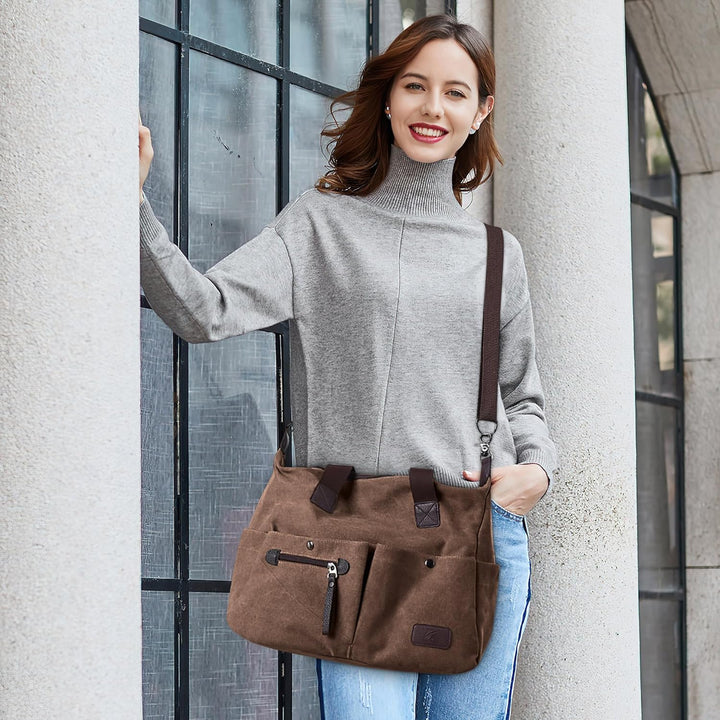 DIRRONA Mode Damen Canvas Handtasche Canvas Schultertasche Beiläufig Hobo Tasche Schule Einkaufen Mu