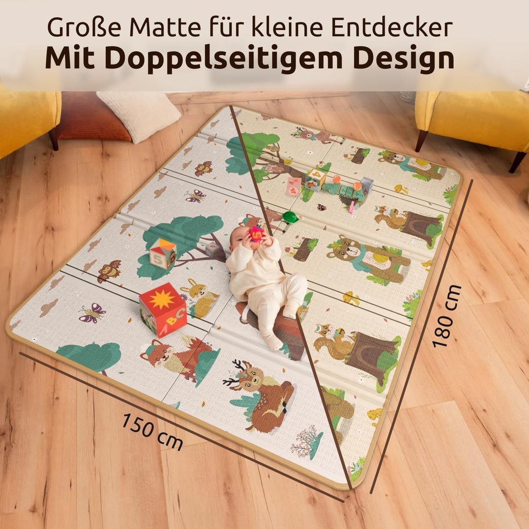 Mallie® Spielmatte Baby Faltbar Schadstoffrei [Kratzfeste Schutzschicht] Krabbeldecke Baby, Krabbelm