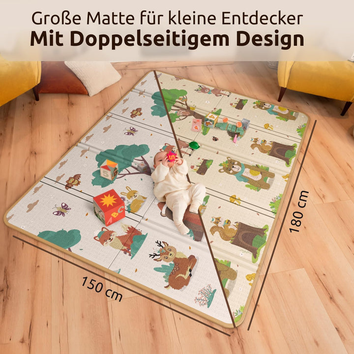 Mallie® Spielmatte Baby Faltbar Schadstoffrei [Kratzfeste Schutzschicht] Krabbeldecke Baby, Krabbelm