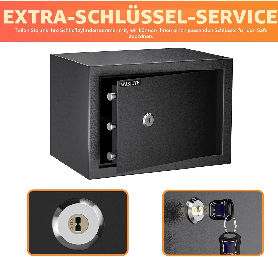Safe Tresor mit Schlüssel, WASJOYE Möbeltresor mit Schlüssel-Schloss für Zuhause/Büro, 16L Wandtreso