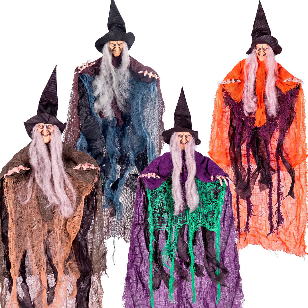 Halloween-Hexe zum Aufhängen, 49,8 cm, mehrfarbig, böse Hexe zur Dekoration an Halloween, Requisite,