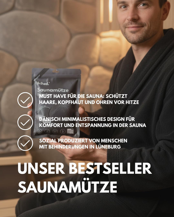 frihed | Sauna Geschenkset mit Saunamütze &amp; Saunaaufguss in Geschenkverpackung | für Männer und Frau