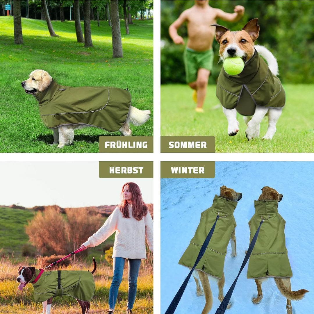 WUFANC Hundemantel Wasserdicht - Reflektierende Hundejacke mit Verstellbarem Verschluss für alle Jah
