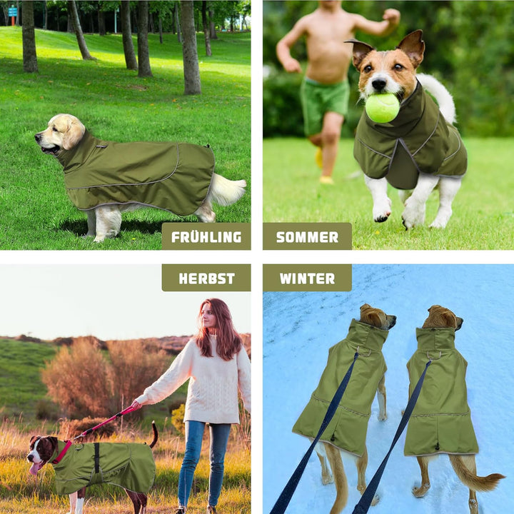 WUFANC Hundemantel Wasserdicht - Reflektierende Hundejacke mit Verstellbarem Verschluss für alle Jah