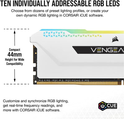 Corsair VENGEANCE RGB PRO SL 32GB (2x16GB) DDR4 3600 (PC4-28800) C18 1.35V Desktop Memory - Weiss 2