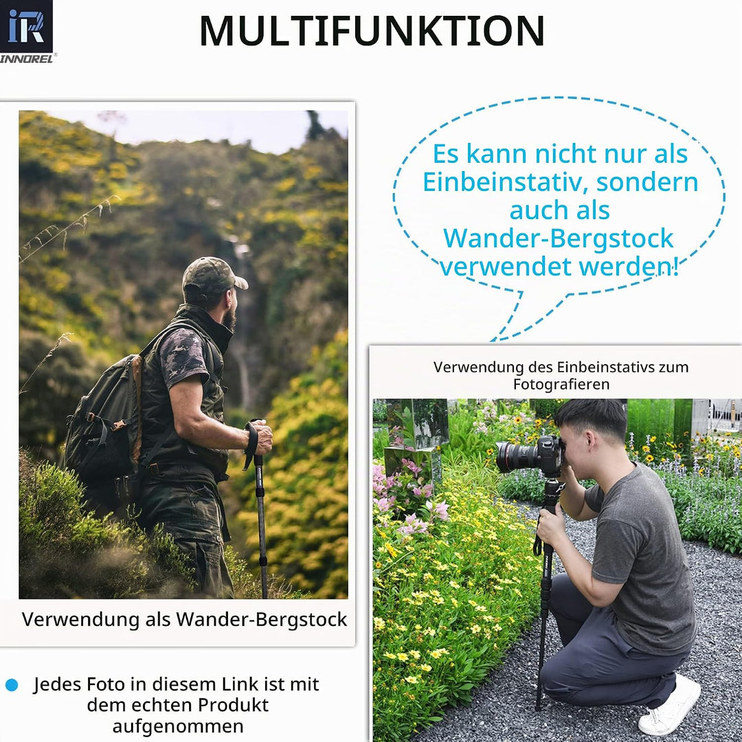 Kohlefaser-Kamera-Einbeinstativ INNOREL RM285C Professionelles, tragbares, leichtes Reise-Einbeinsta
