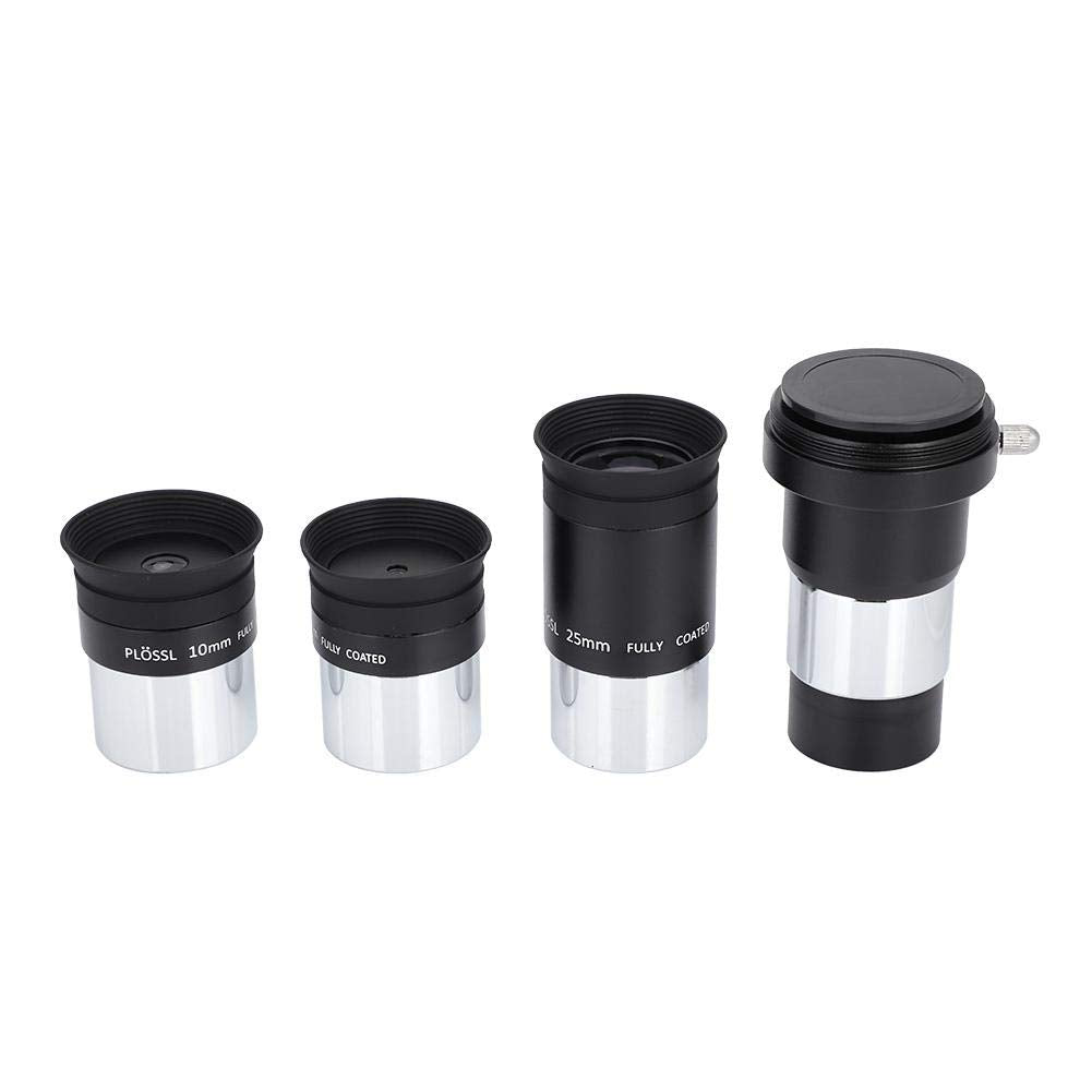 Goshyda Plossl Okular Kit, 1,25 "Plossl Teleskop Okular Set 4mm/10mm/25mm + 2X Barlow Objektiv für A