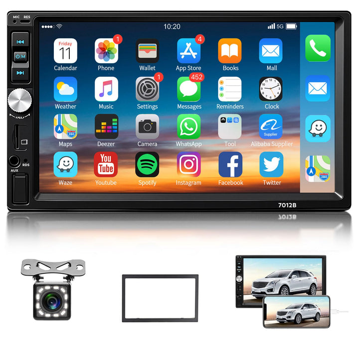 Autoradio 2 Din - Auto Stereo Bluetooth mit 7 Zoll Touchscreen, Multimedia Player Auto mit Rückfahrk