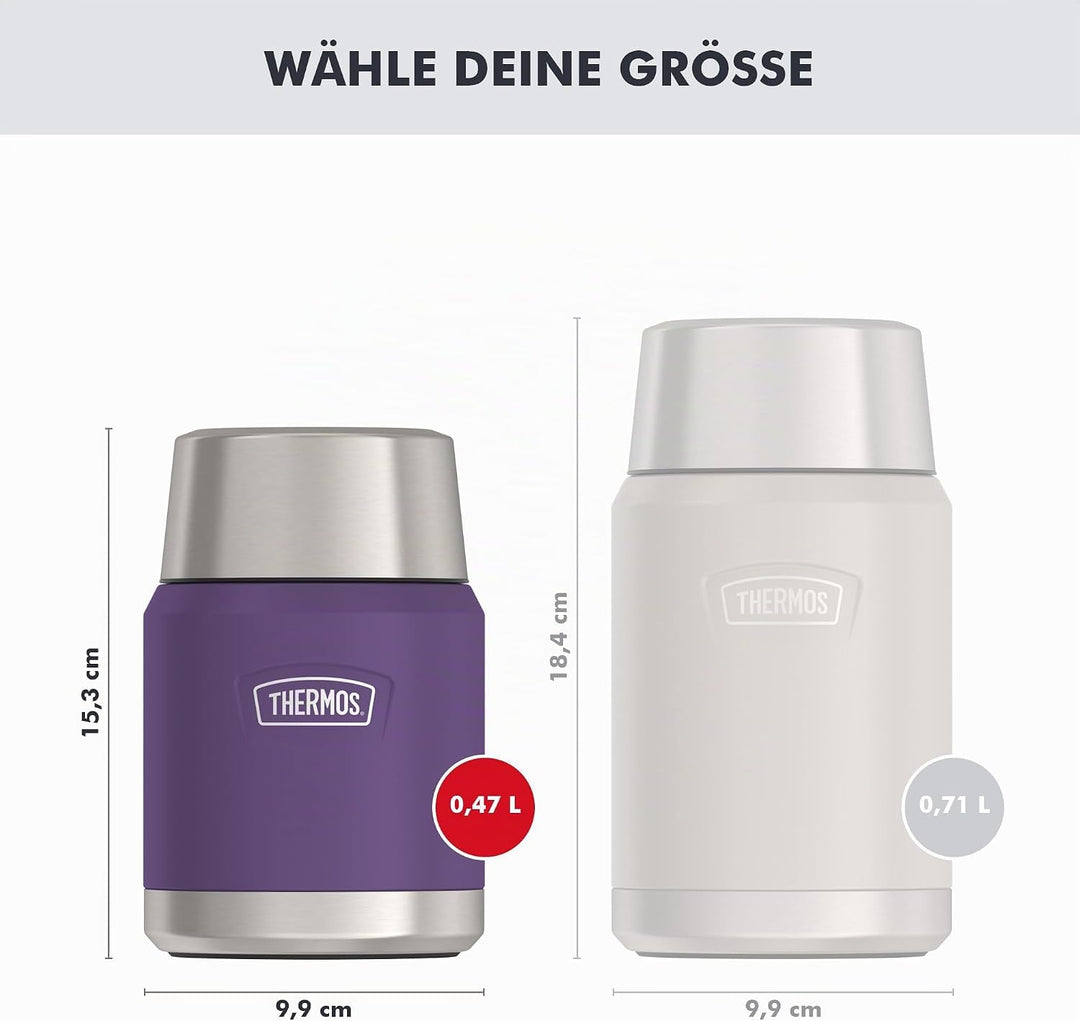 Thermos ICON Thermobehälter für Essen plum mat 0,47l - hält Speisen 14h heiss &amp; 24h kalt, Edelstahl,