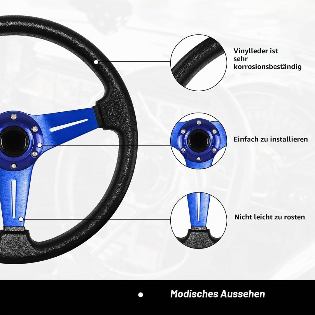 Acclcors Universal Rennlenkrad, Drifting-Lenkrad,Gaming Rennlenkrad 13.6" 6 Schrauben Grip Vinyl Led