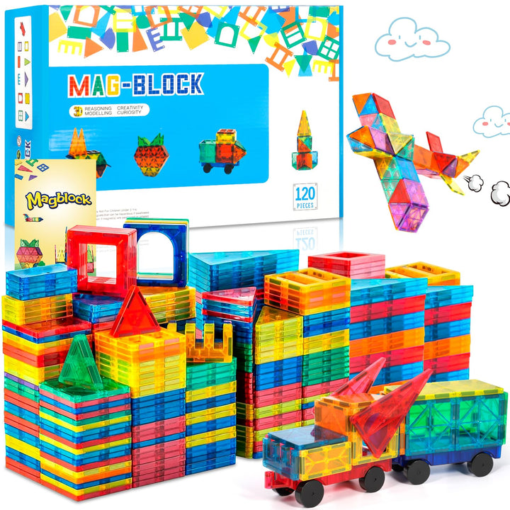 120Pcs Magnetische Bausteine Spielzeug, Magnetisches Bauspielzeug, Puzzle Baustein Spielzeug, Magnet