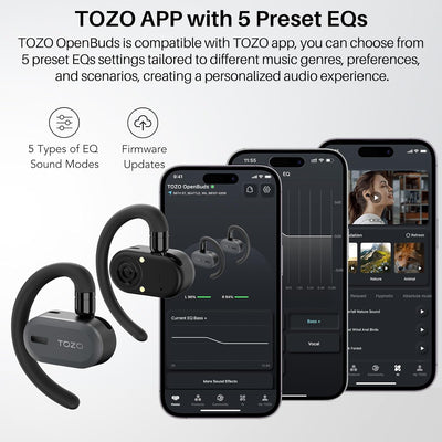 TOZO Open Buds Leichte Bluetooth Kopfhörer Kabellos 5.3 mit Mehrwinkelverstellung, Offenes Ohrdesign