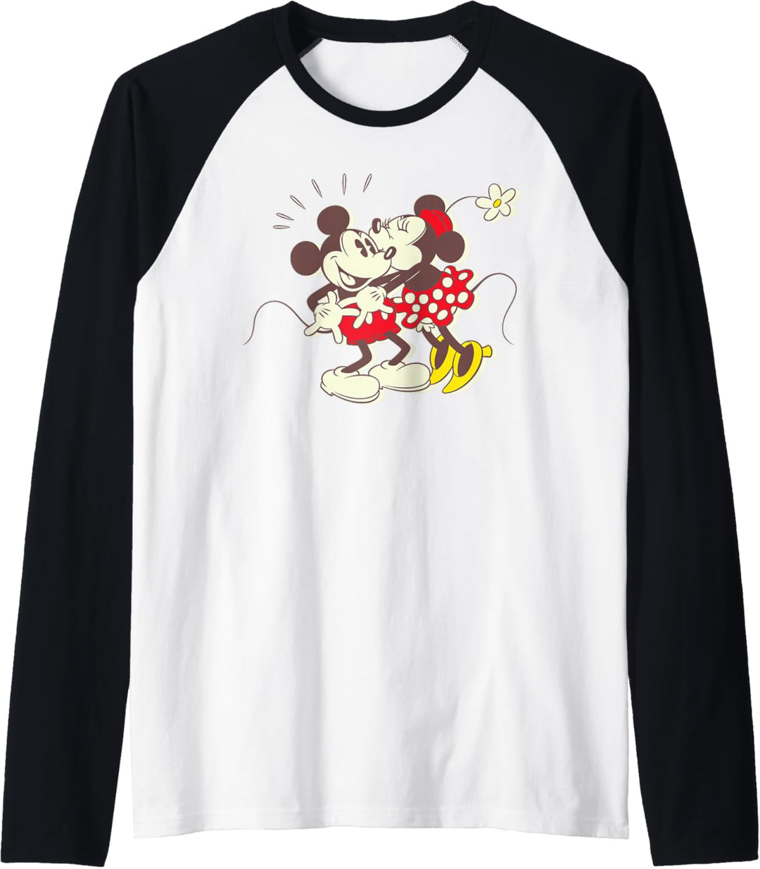 Disney Vintage Mickey and Minnie Mouse Kiss Raglan