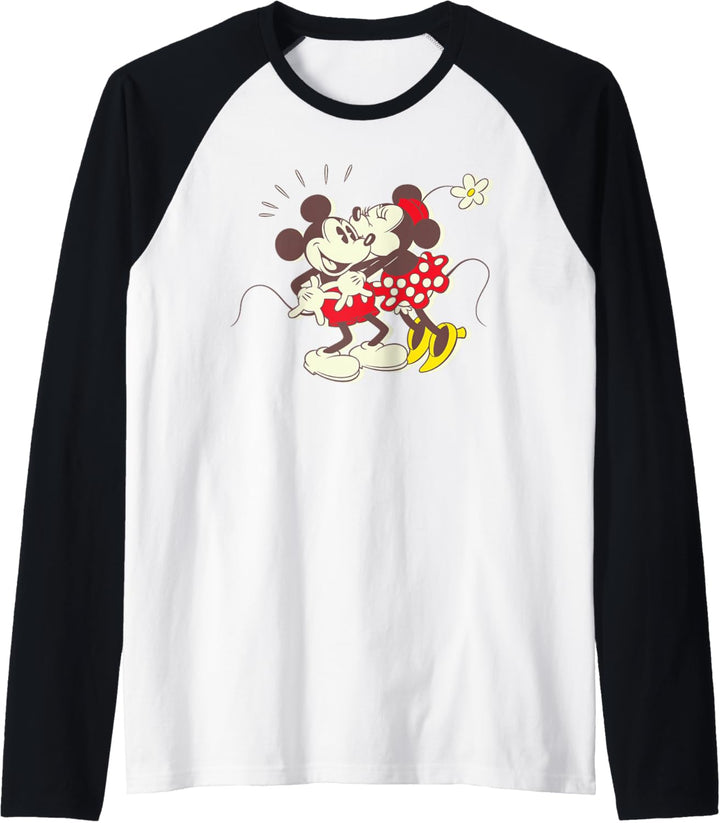 Disney Vintage Mickey and Minnie Mouse Kiss Raglan