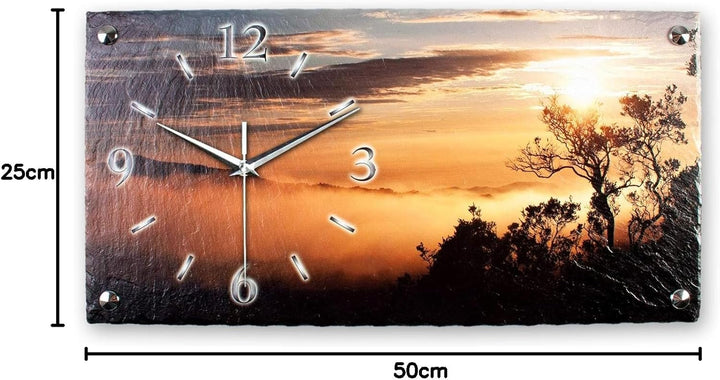 Kreative Feder Designer-WANDUHR Sonnenaufgang aus Stein mit Zeigern aus gebürstetem Aluminium - Desi