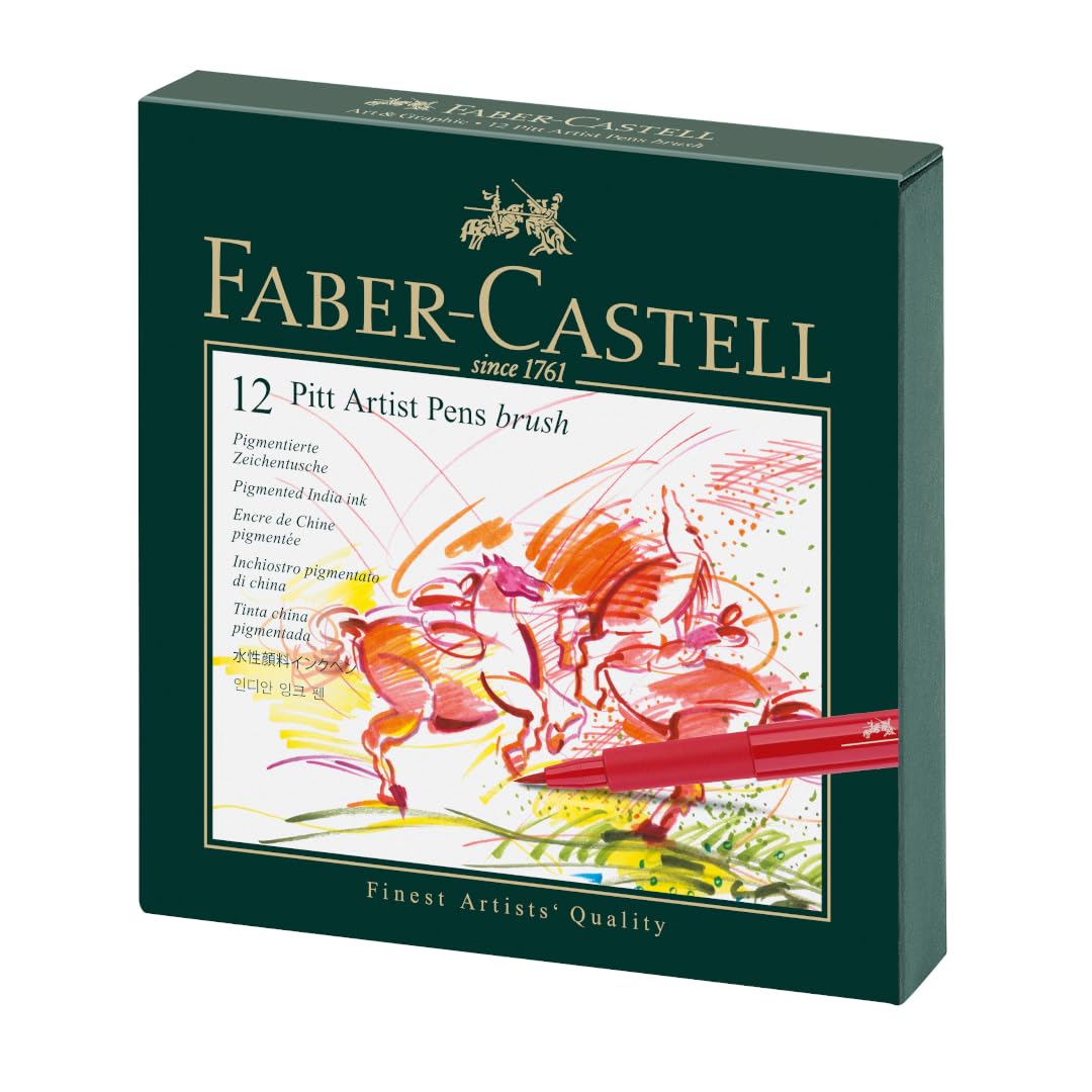 Faber-Castell 167146 - Tuschestift Pitt Artist Pen B, Atelierbox 12er 12 stück (1er Pack) Single, 12