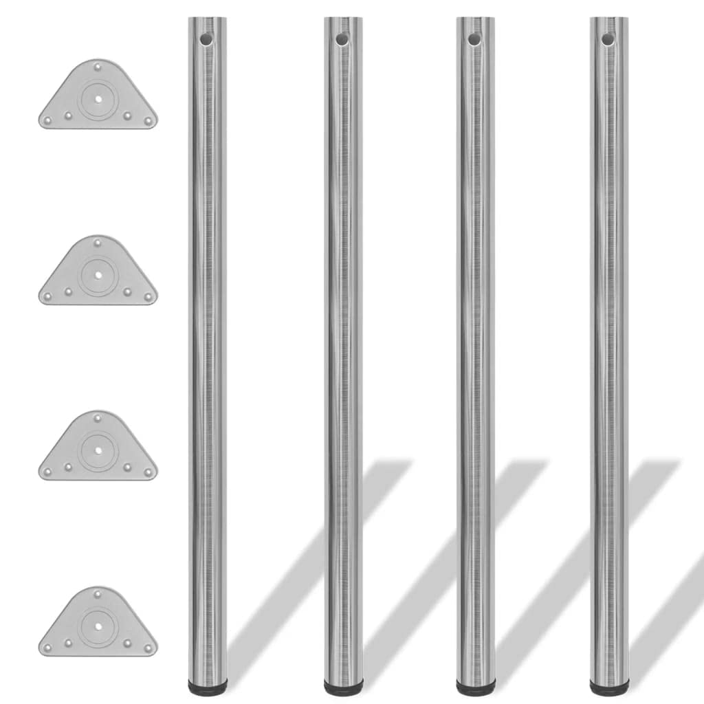 vidaXL 4X Ø60mm Tischbein Tischbeine Tischfüsse Möbelbein Stützfuss stabil 110cm 1100 mm Nickel-gebü