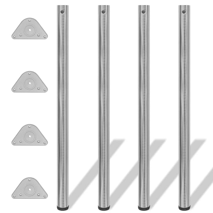vidaXL 4X Ø60mm Tischbein Tischbeine Tischfüsse Möbelbein Stützfuss stabil 110cm 1100 mm Nickel-gebü