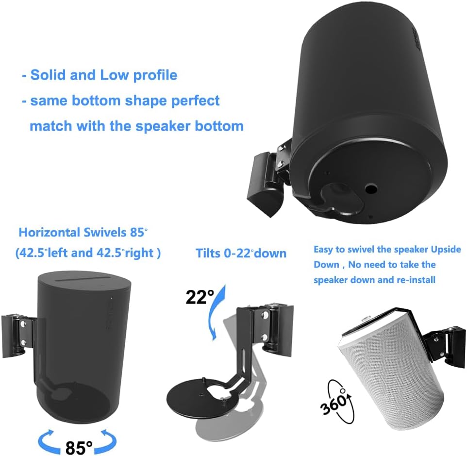 EMAQUIN Wandhalterung Paar(2 Stück) für Sonos Era 100 Lautsprecher(Schwenkbar und neigbar,kompatibel