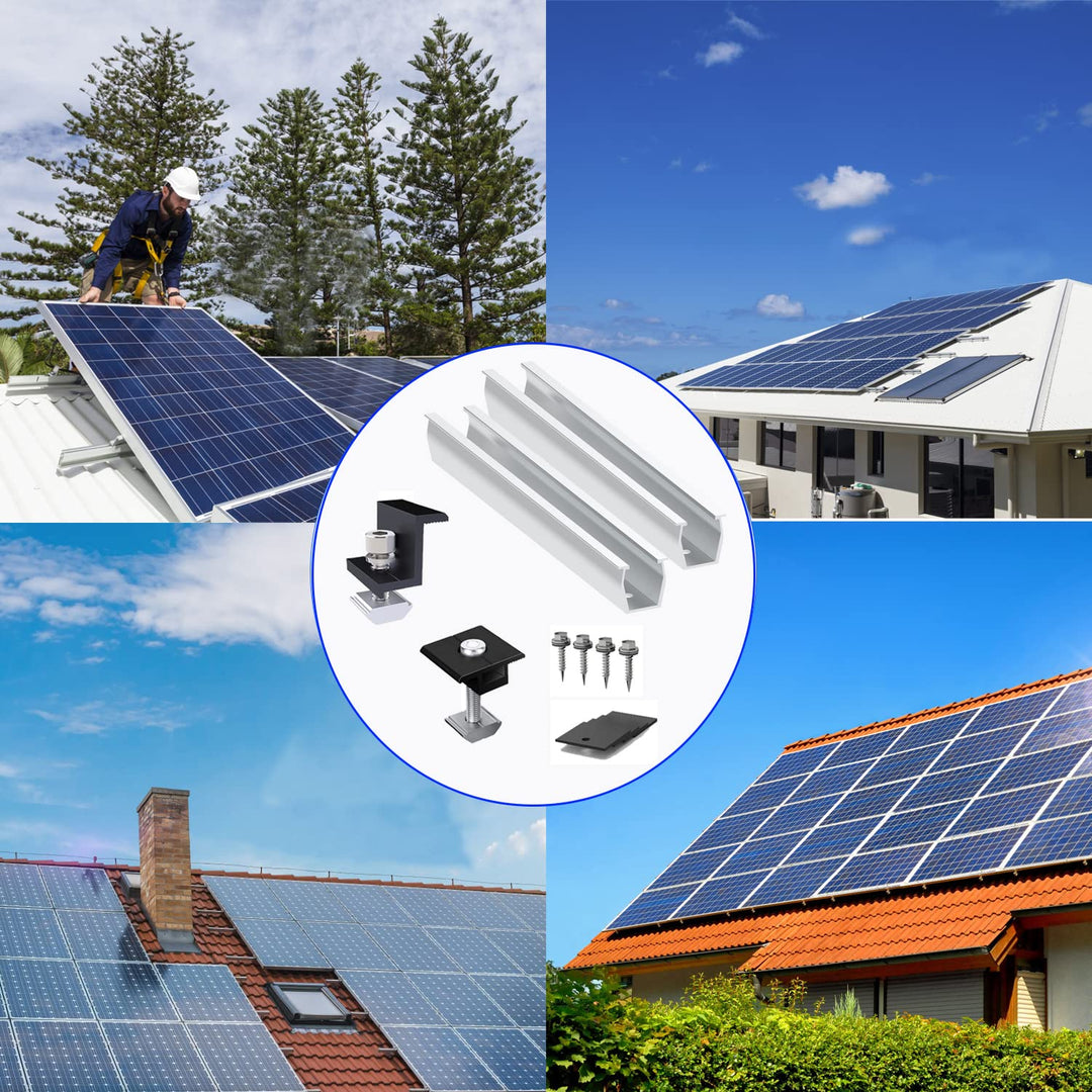 Solarmodul Halterung Befestigungssystem, Alu PV Modul Halterung mit 12CM Montageschiene und Befestig