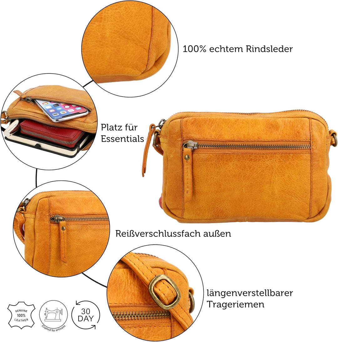Gusti Handtasche Leder - Dominic Damen Handtasche Schultertasche Partytasche Festivaltasche Ledertas