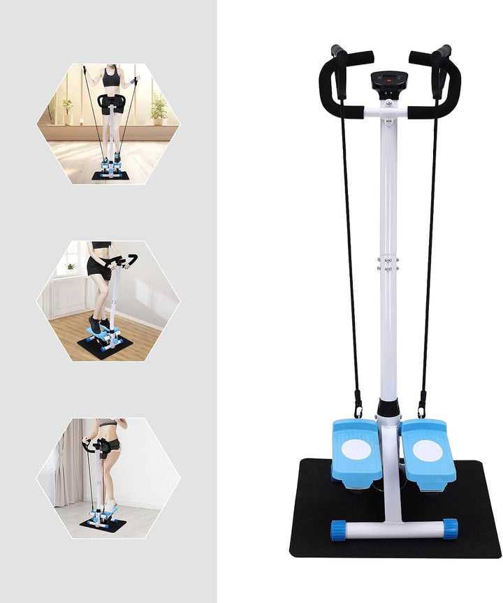 Mini Stepper Fitnessgerät für Zuhause, Fitness Swing Stepper mit Power Ropes und Handgriff, bis 150