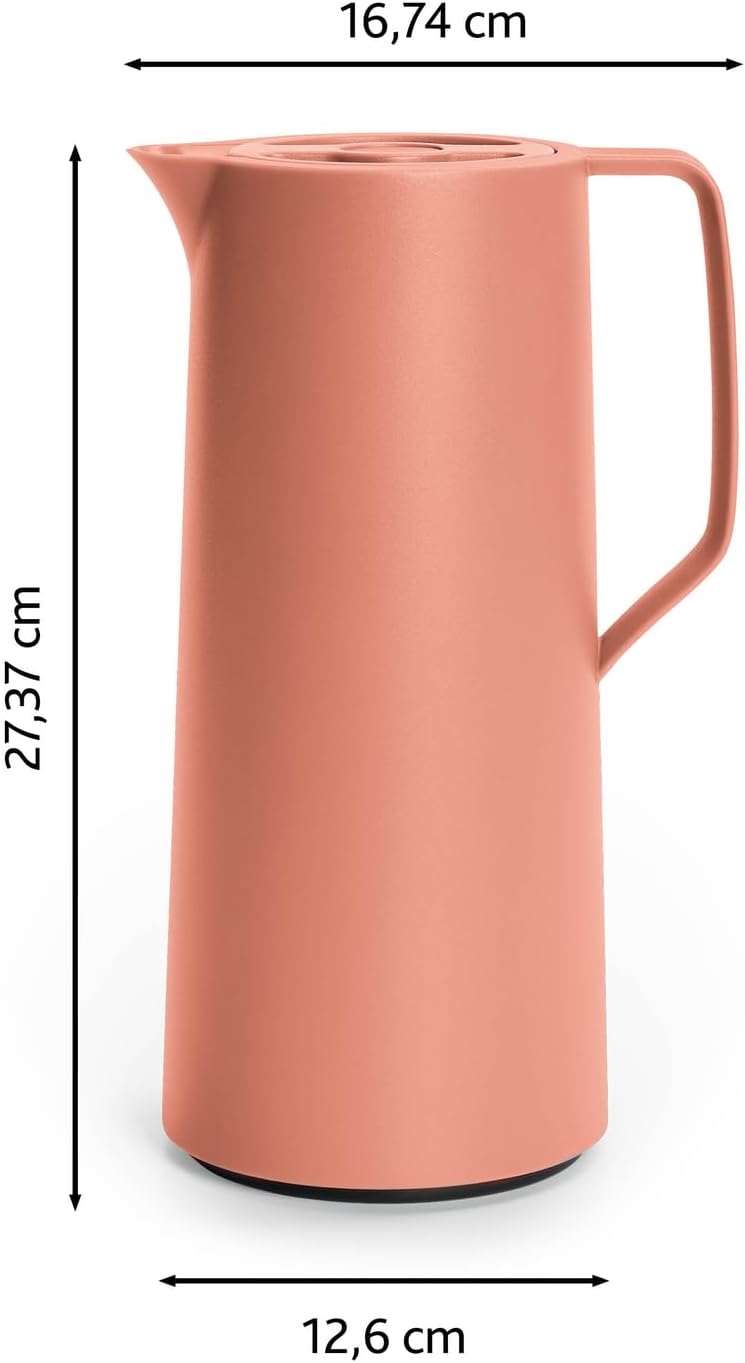 Emsa N41709 Motiva Isolierkanne | 1 Liter | Quick-Press-Verschluss | 12h heiss, 24h kalt | Glaskolbe