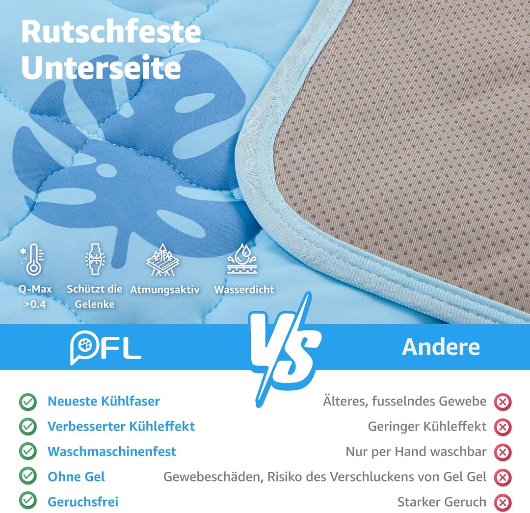 PICK FOR LIFE Kühlmatte Hund 70x55cm Waschbar, Selbstkühlende Eisseide Hundematte für Sommer, Kühlde