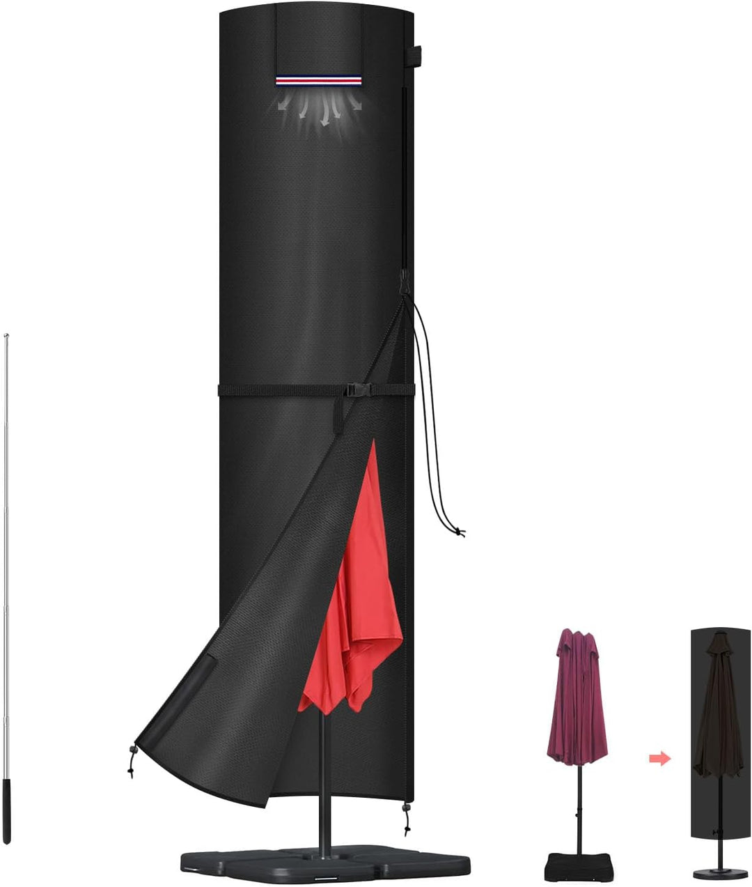 LAMUNI Ampelschirm Abdeckung für Ø400cm Sonnenschirme, Wasserdicht Ampelschirm Schutzhülle für Sonne