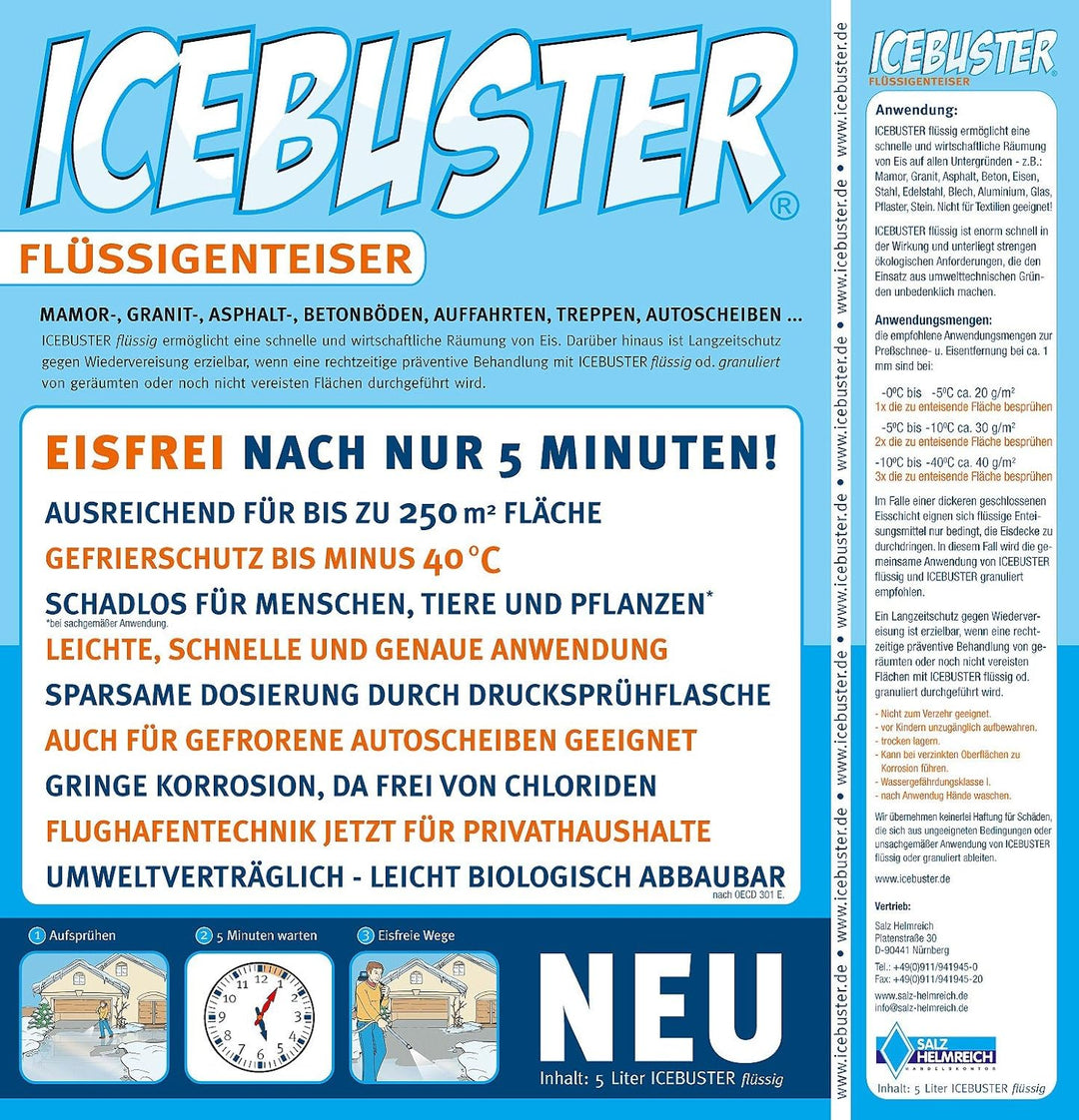 5 Liter Flüssigenteiser ICEBUSTER im Nachfüll-Set - salzfrei