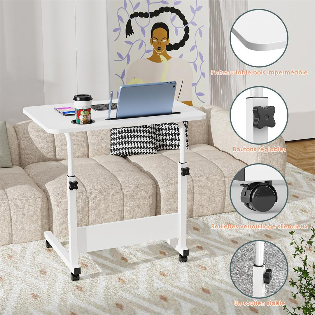PIPIPOXER 60x40cm Laptoptisch höhenverstellbarer Schreibtisch Computertisch mobiler Laptop-Schreibti