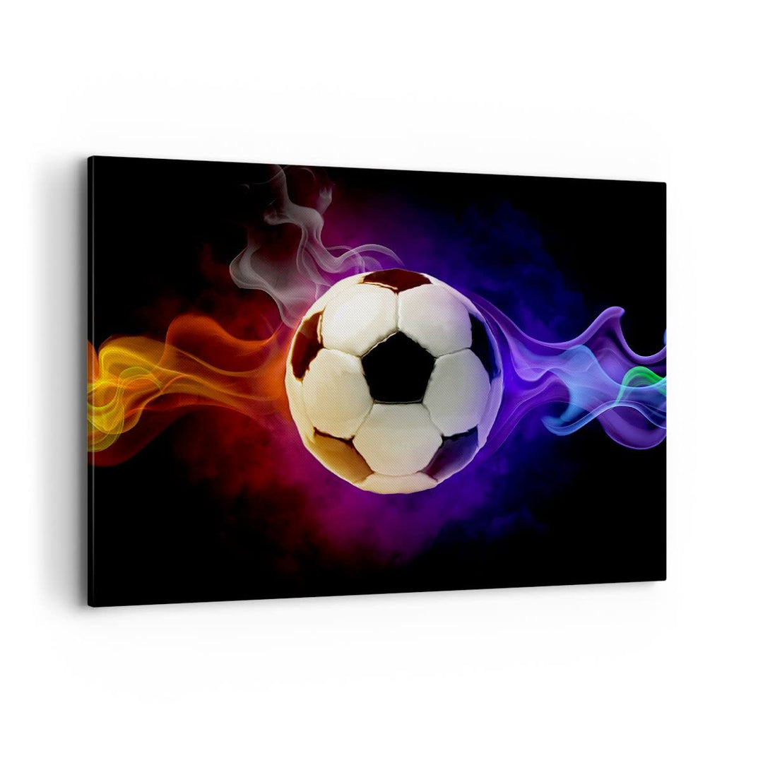 Bilder auf Leinwand 100x70cm Leinwandbild Abstrakt ball flamme fussball Gross Wanddeko Bild Schlafzi