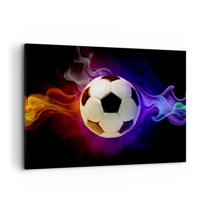 Bilder auf Leinwand 100x70cm Leinwandbild Abstrakt ball flamme fussball Gross Wanddeko Bild Schlafzi