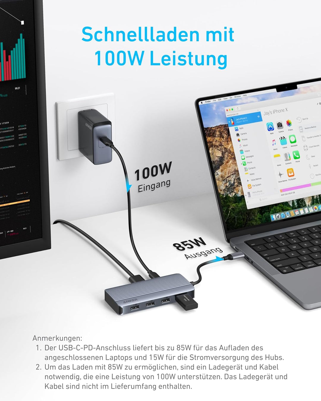 Anker 7-in-1 USB-C Hub, Dual Display USB-C Docking Station, Dual HDMI Display, 100W Stromzufuhr, 10G