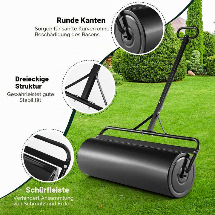 SOARS Rasenwalze befüllbar 48L, Ø32cm Handwalze, Rasenroller mit U-Griff & abnehmbarem Ablassstopfen