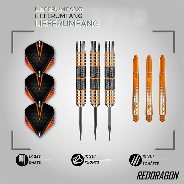 RED DRAGON Amberjack Series Steel Profi Dartpfeile Steeldarts Set mit Flights und Schäfte 30.0 Gramm