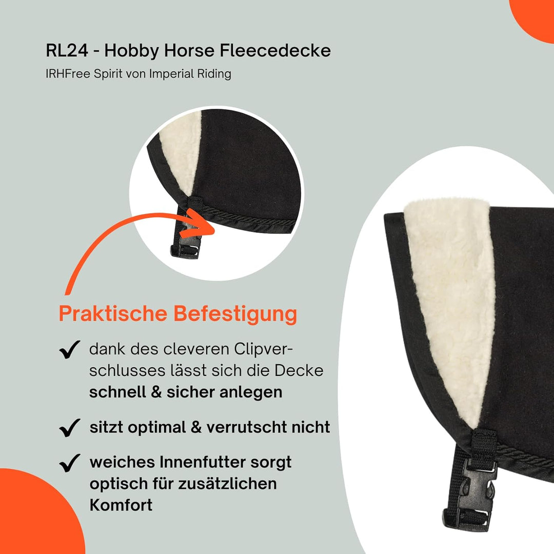 RL24 - Hobby Horse Fleecedecke IRHFree Spirit von Imperial Riding – Spielzeug Pferdedecke mit Pelzkr